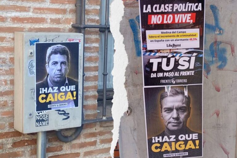 Medina del Campo amanece con varios carteles de Frente Obrero bajo el lema «¡Haz que caiga!» 