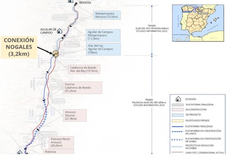Adif acelera la conexión de alta velocidad con Cantabria: adjudicada la redacción del enlace de Nogales de Pisuerga