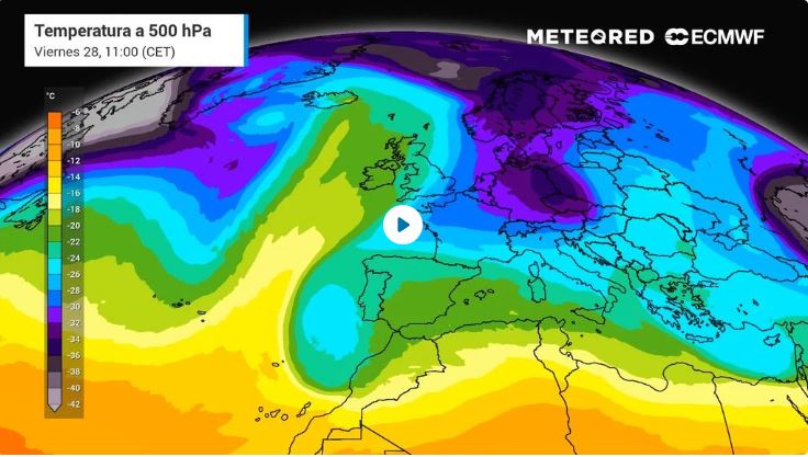 El chorro polar trae borrascas frías, lluvias intensas y nieve a España esta semana
