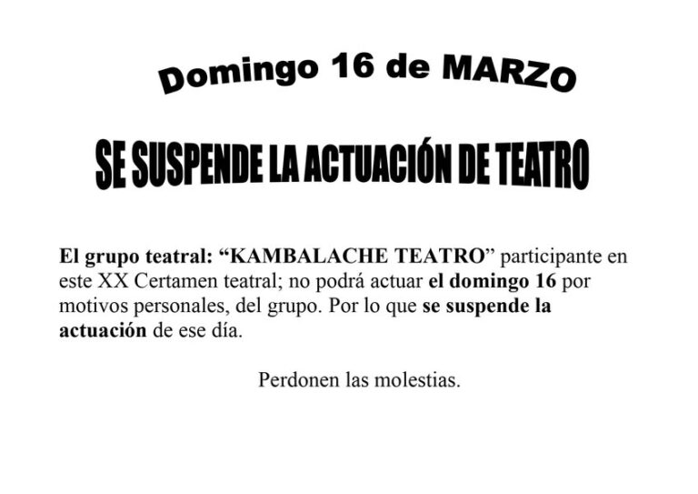 El «XX Certamen Teatral» de El Carpio se ve obligado a parar