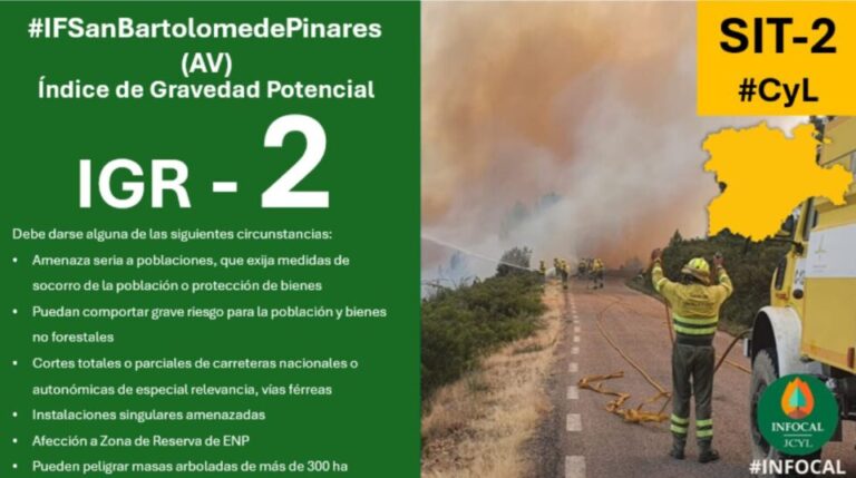 Suspendida la circulación de trenes por el incendio en San Bartolomé de Pinares, Ávila
