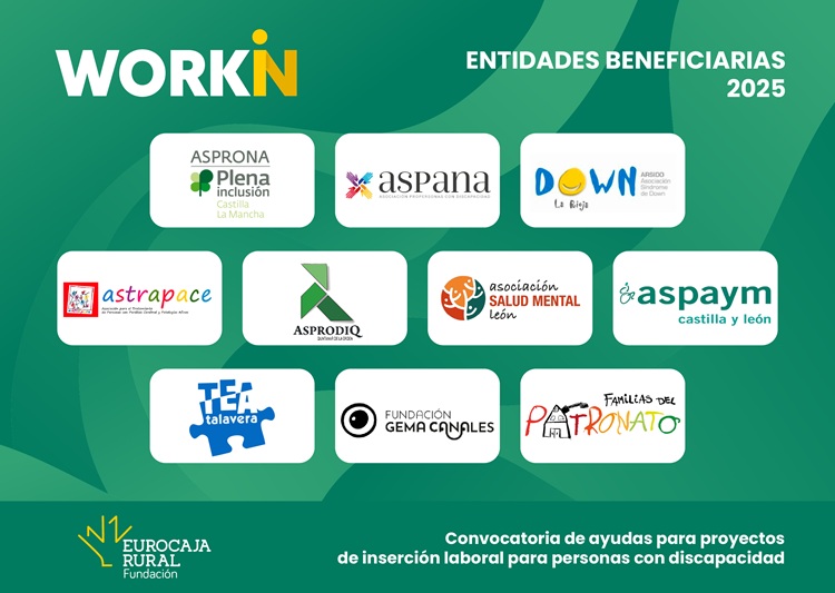 Fundación Eurocaja Rural reparte 100.000 euros entre 10 proyectos que impulsan el empleo de personas con discapacidad