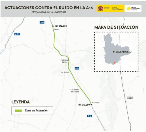 La A-6 entre Ataquines y Rueda tendrá pantallas acústicas y nuevo asfalto para reducir el ruido por 3,2 millones