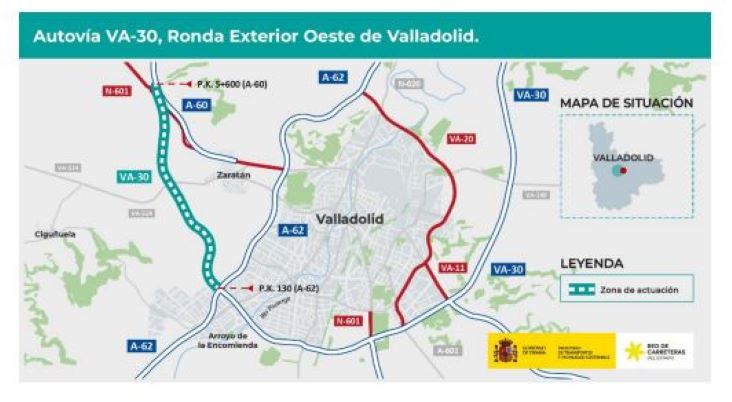 Transportes adjudica por 1,48 millones la redacción del nuevo tramo de la VA-30 en Valladolid: una autovía de 8,4 km para descongestionar el oeste de la ciudad