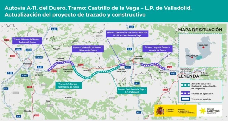 Transportes adjudica por 2,6 millones la actualización del proyecto de la A-11 entre Castrillo de la Vega y Valladolid